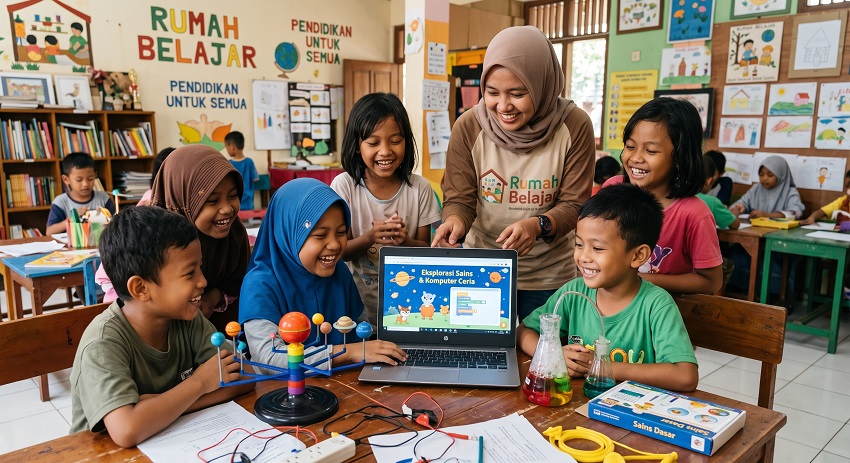 Transformasi Digital Anak Prasejahtera: Eksplorasi Sains & Komputer Ceria di Rumah Belajar